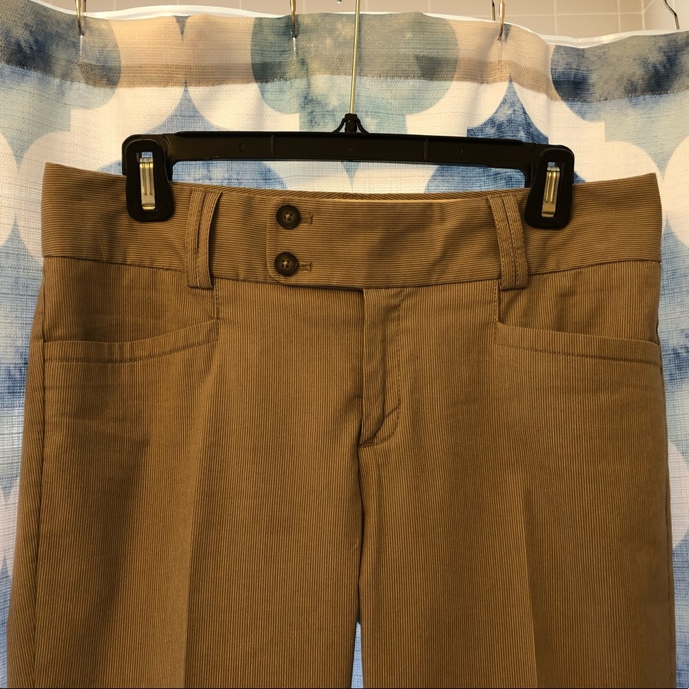 Banana Republic dark tan & white pin stripe slacks
